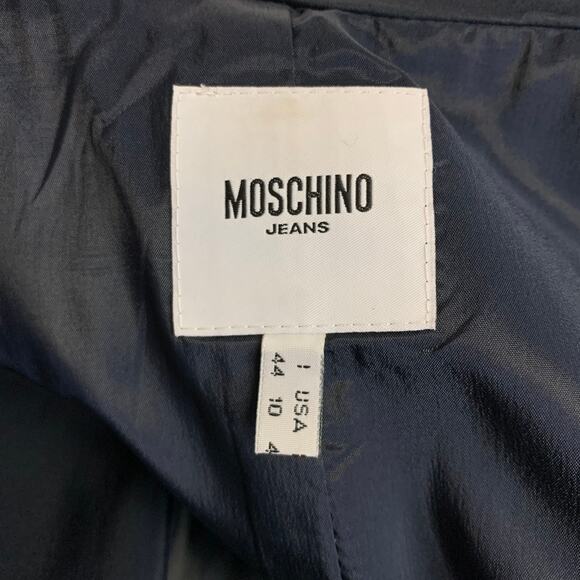 Moschino Navy Blazer With Red Contrast Stitching Peak Lapel Jacket - Picture 10 of 12